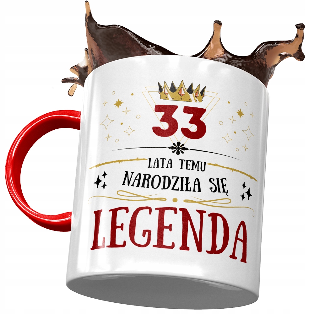 Kubek Czerwony Na Urodziny 33 33Cie 33-Cie Prezent Z Nadrukiem Ze Zdjęciem