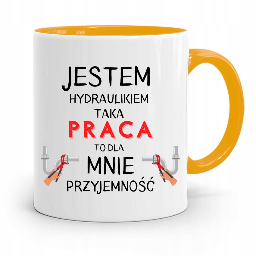 Kubek Żółty Dla Hydraulika Jestem Hydraulikiem Z Nadrukiem Ze Zdjęciem