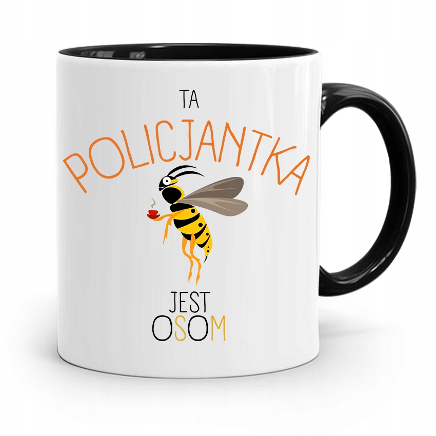 Kubek Czarny Dla Policjantki Który Jest Osom Z Nadrukiem Ze Zdjęciem