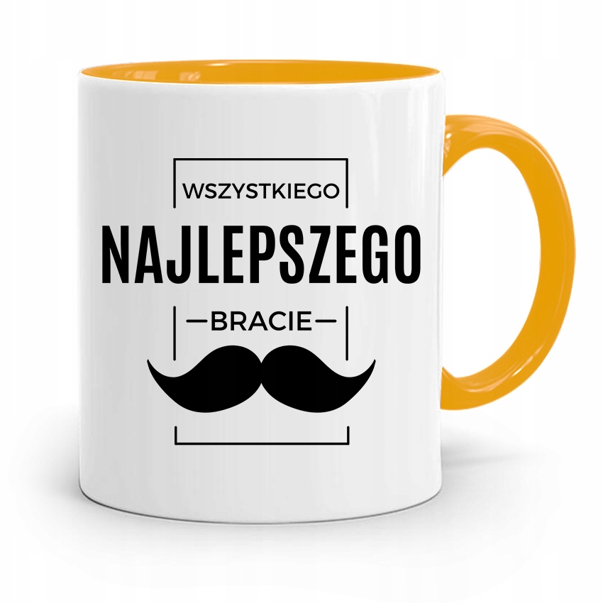 Kubek Żółty Dla Brata Wszystkiego Najlepszego Z Nadrukiem Ze Zdjęciem