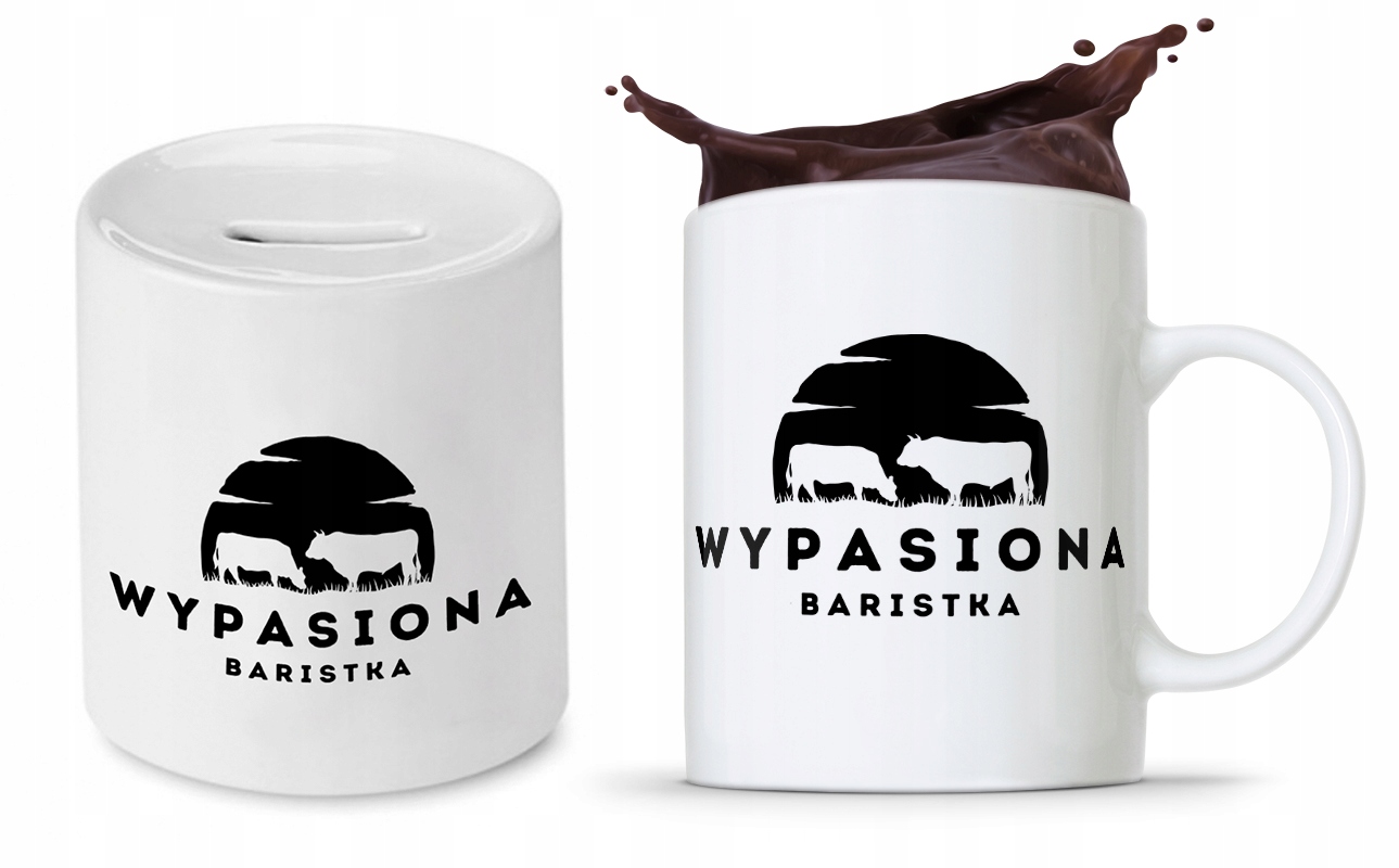 Zestaw Skarbonka + Kubek Dla Baristy Prezent Z Nadrukiem Ze Zdjęciem