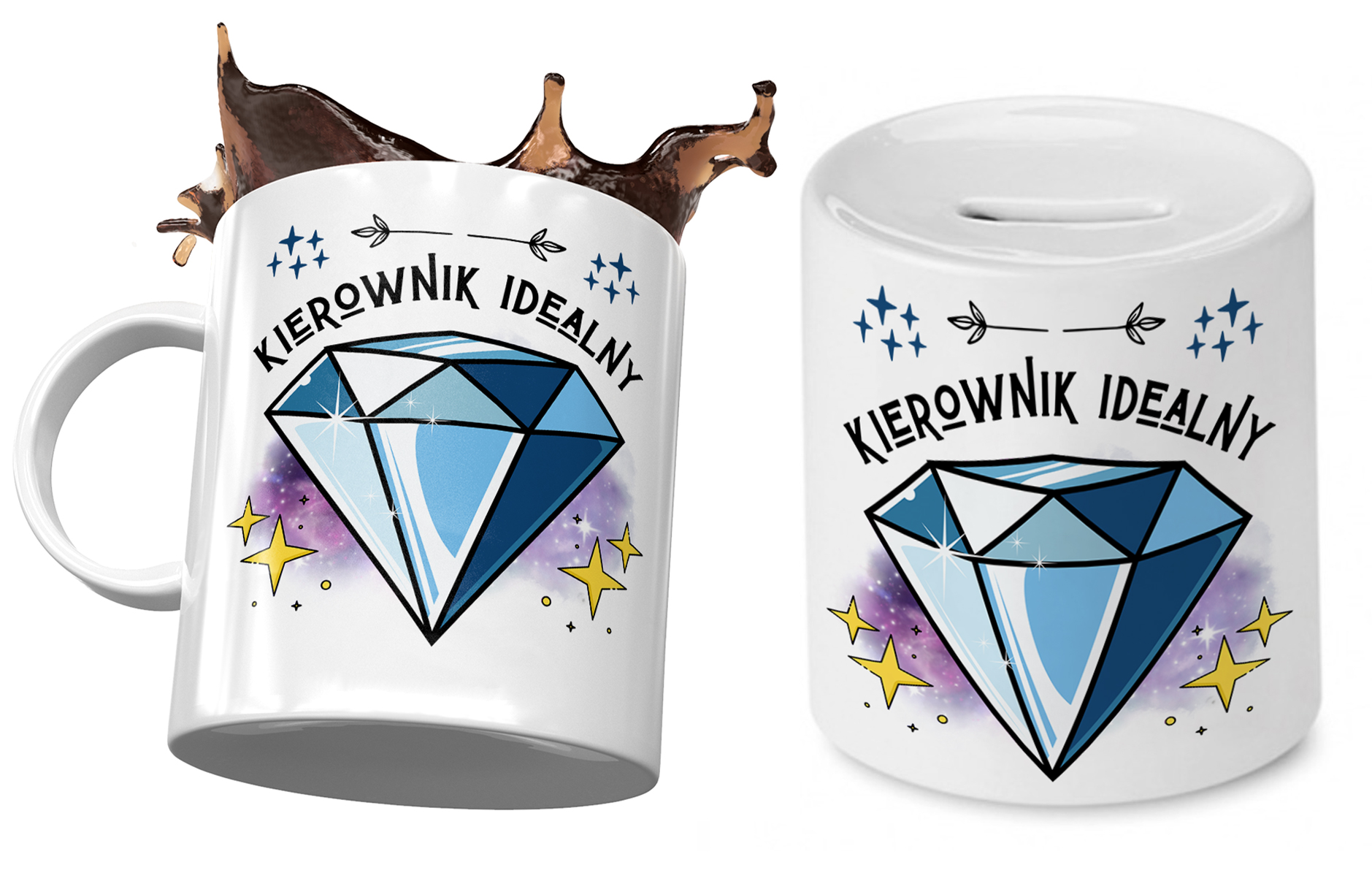 Dla Kierownika Zestaw Kubek + Skarbonka Na Prezent Z Nadrukiem Ze Zdjęciem