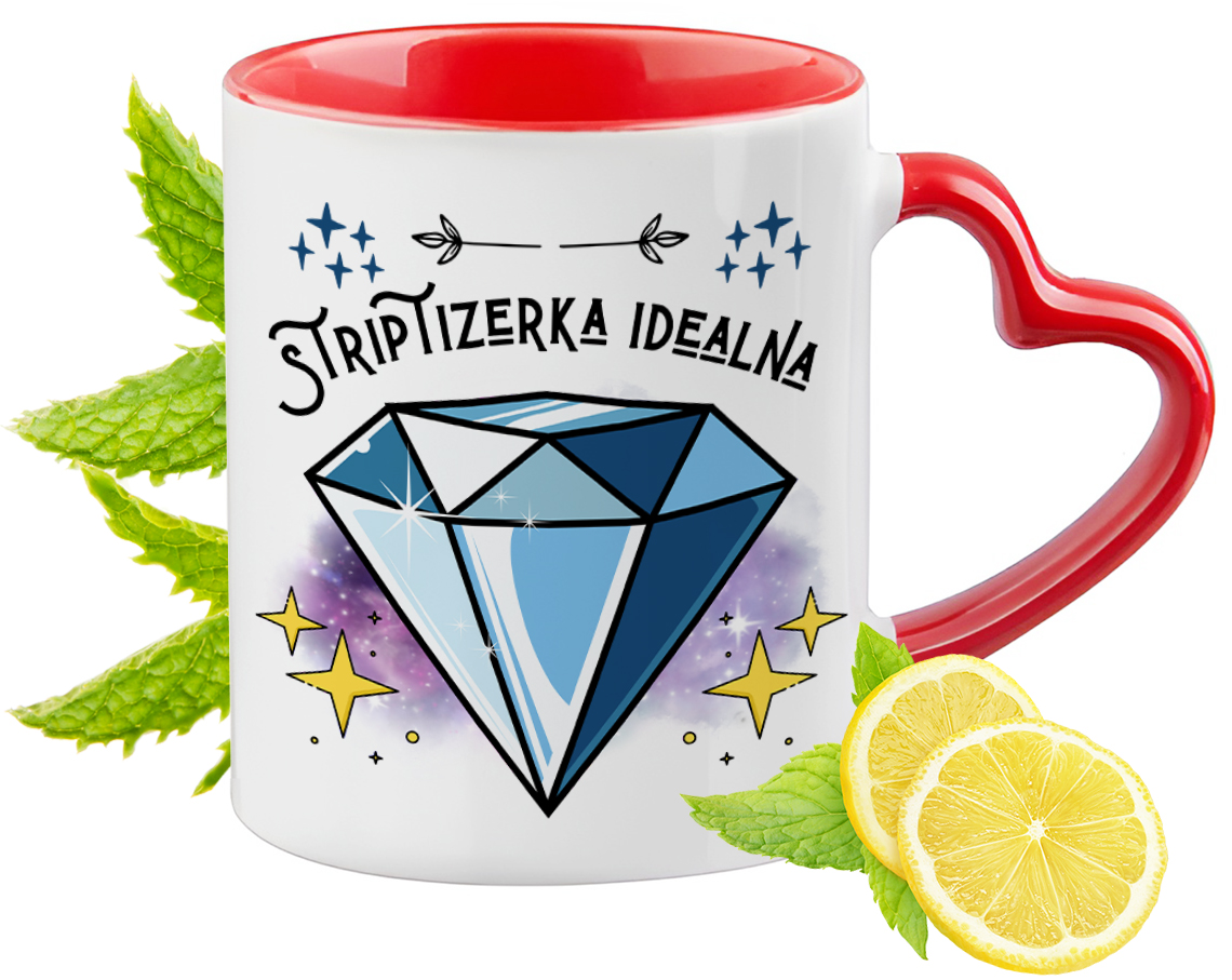 Kubek Czerwony Z Uszkiem W Kształcie Serca Dla Striptizerki Na Prezent