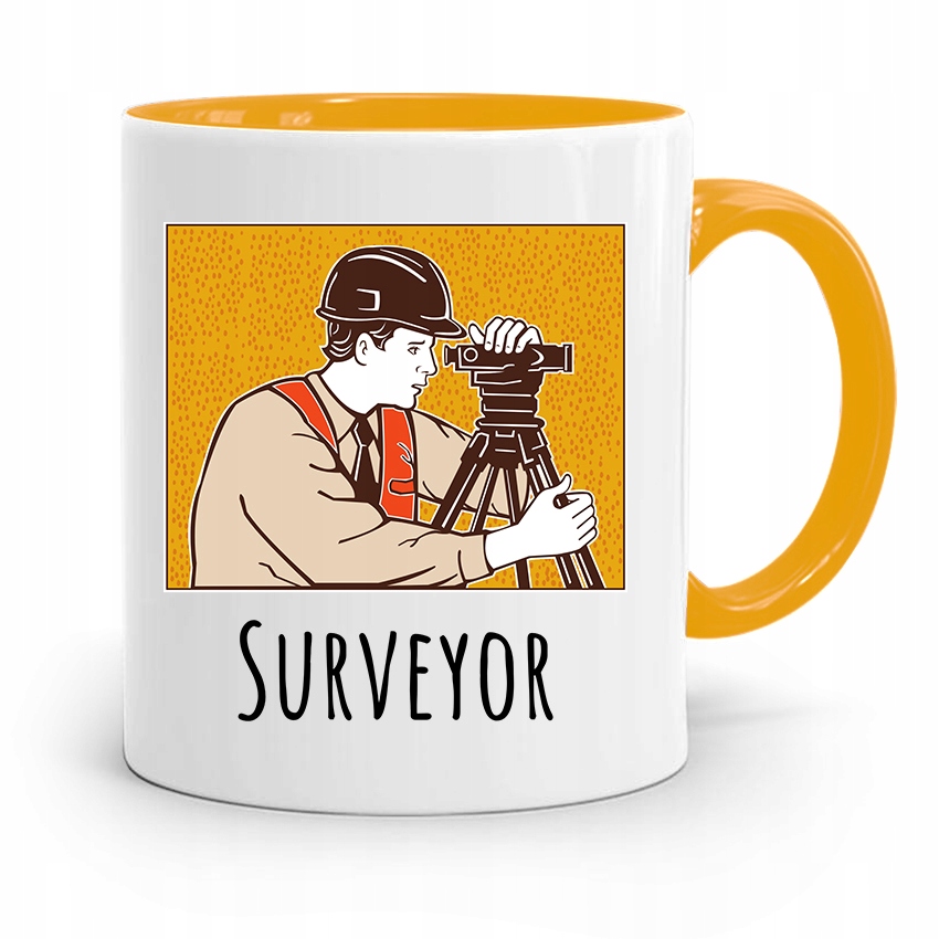 Kubek Żółty Dla Geodety Super Surveyor Prezent Z Nadrukiem Ze Zdjęciem