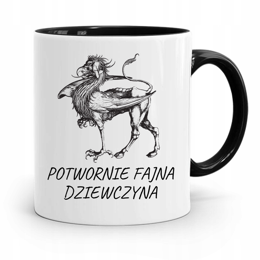 Kubek Czarny Dla Dziewczyny Potwornie Fajna Z Nadrukiem Ze Zdjęciem