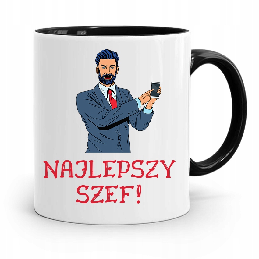 Kubek Czarny Prezent Dla Szefa Najlepszy Szef Z Nadrukiem Ze Zdjęciem