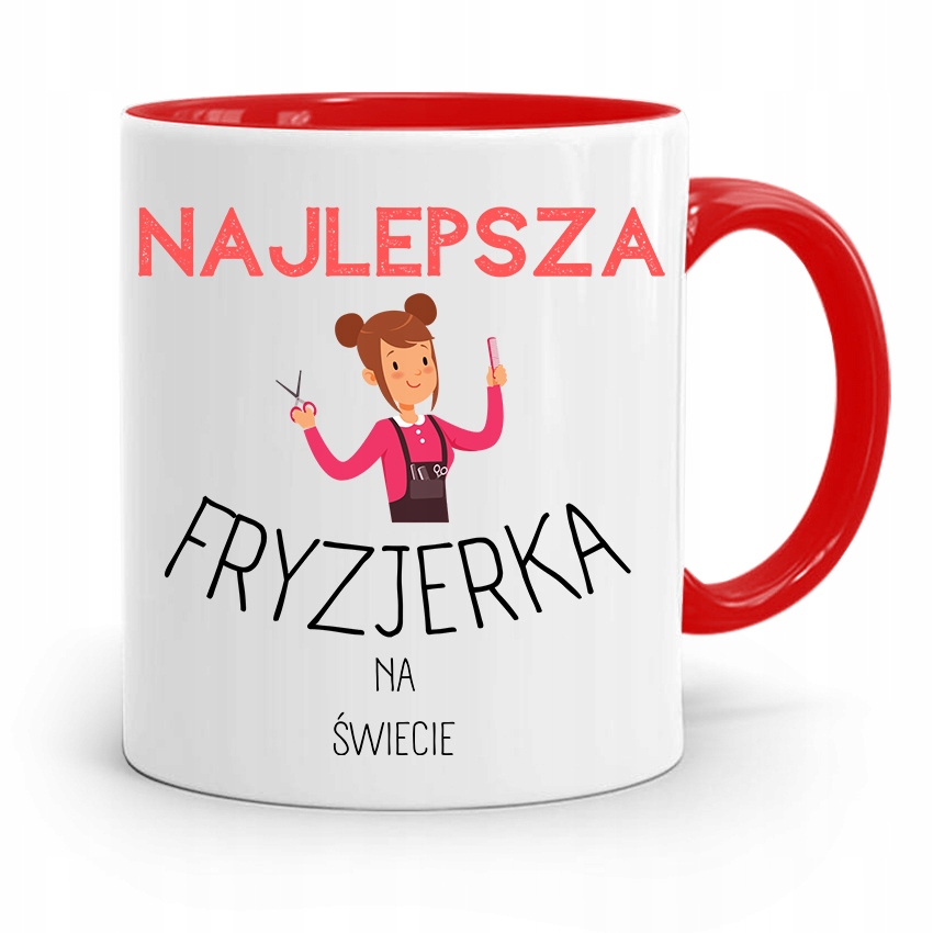 Kubek Czerwony Fryzjera Najlepsza Fryzjerka Z Nadrukiem Ze Zdjęciem