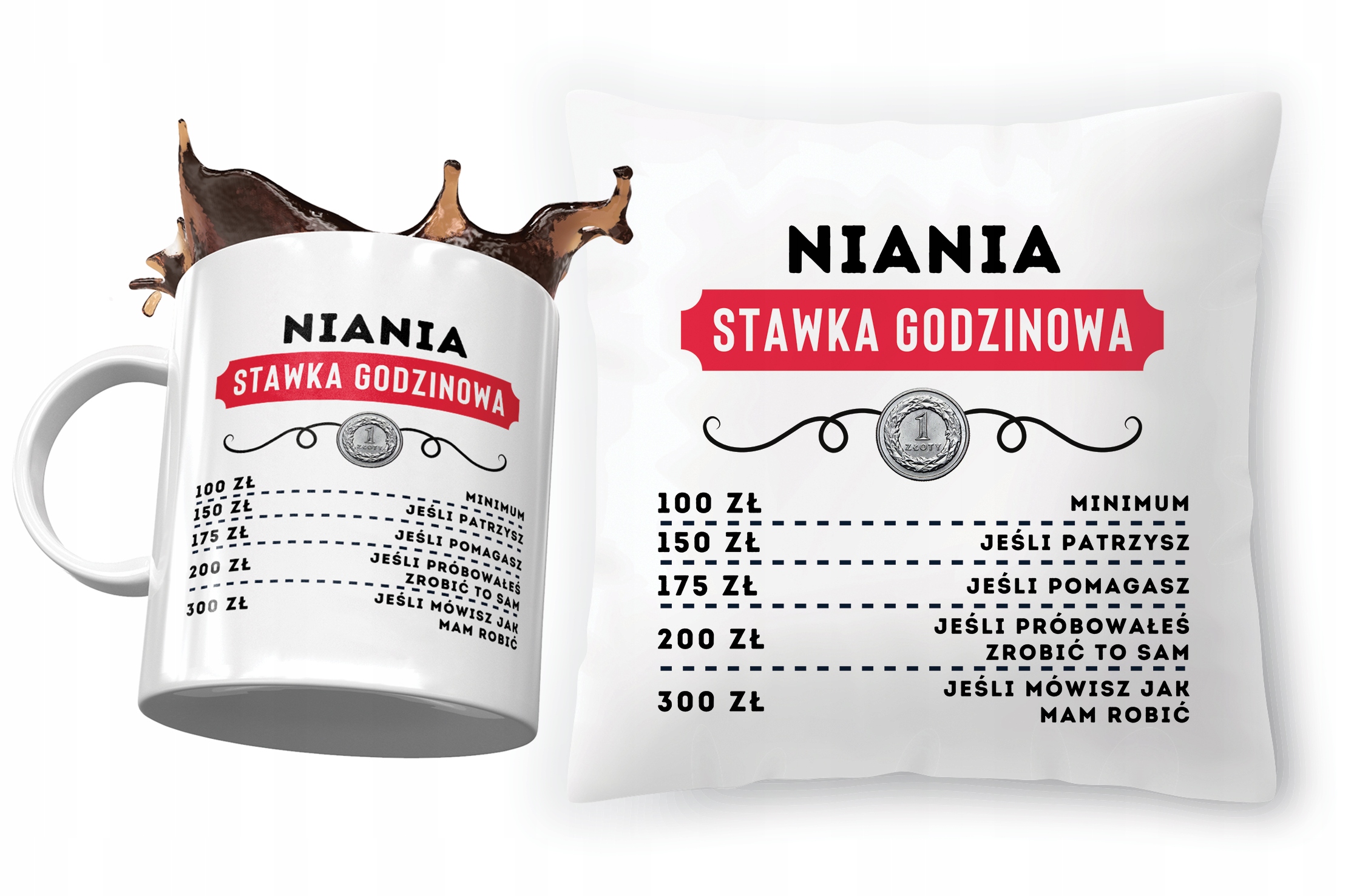 Dla Niani Zestaw Poduszka + Kubek Na Prezent Z Nadrukiem Ze Zdjęciem