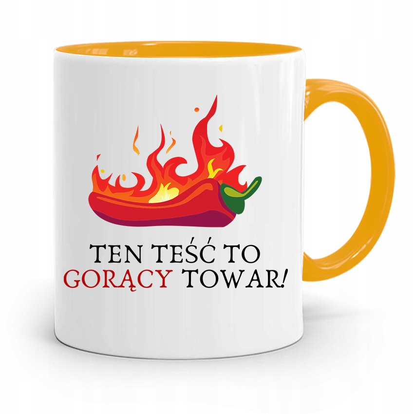 Kubek Żółty Dla Teścia Ten Teść To Gorący Towar Z Nadrukiem Ze Zdjęciem