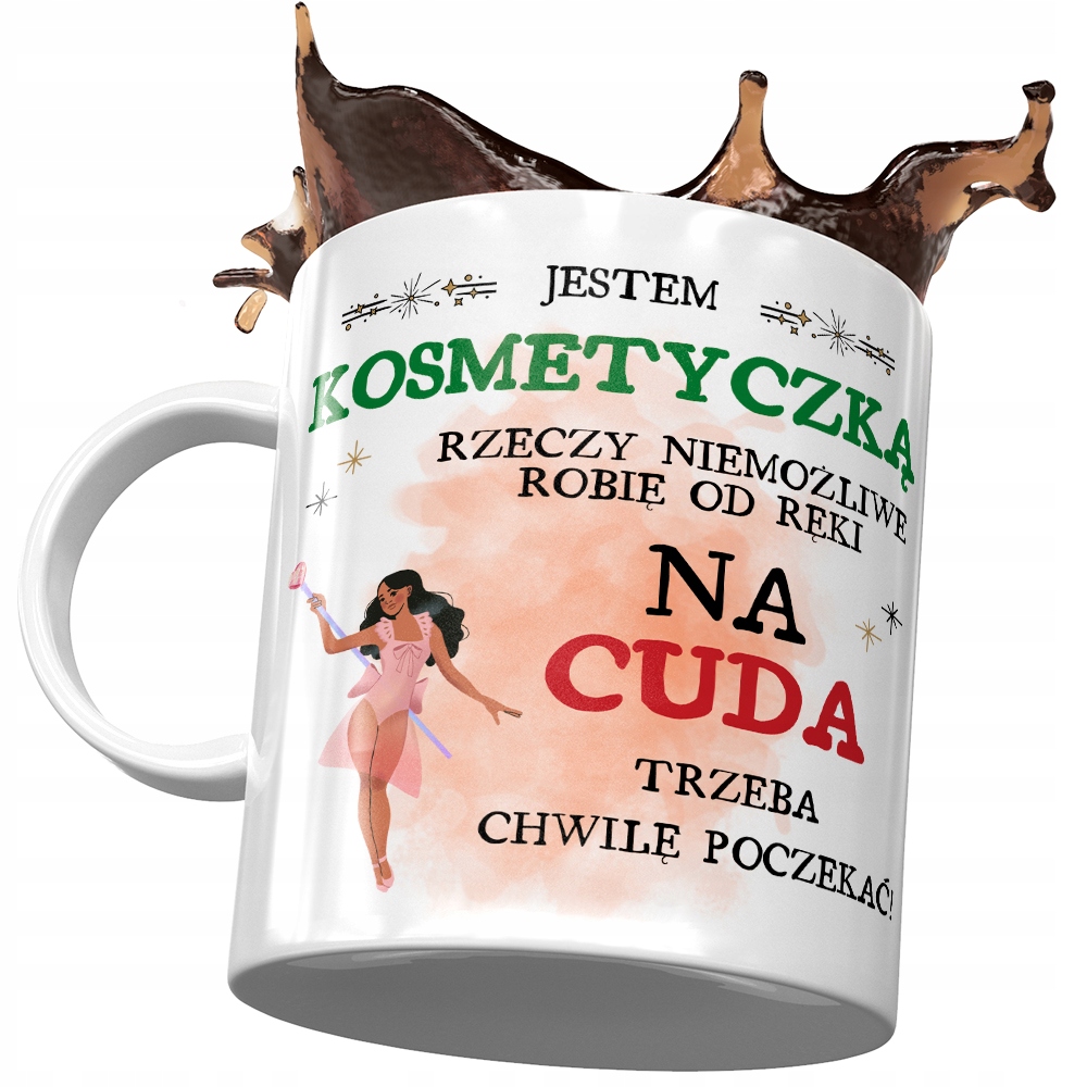 Kubek Dla Kosmetyczki Na Cuda Trzeba Poczekać Z Nadrukiem Ze Zdjęciem