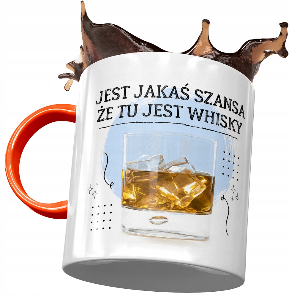 Kubek Pomarańczowy Śmieszny Jest Jakaś Szansa Z Nadrukiem Ze Zdjęciem