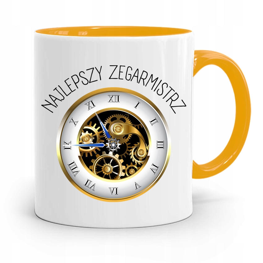 Kubek Żółty Dla Zegarmistrza Najlepszy Zegarmistrz Z Nadrukiem Ze Zdjęciem