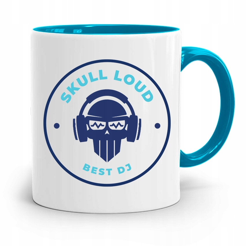 Dla Dja Muzyka Kubek Błękitny Skull Loud Z Nadrukiem Ze Zdjęciem