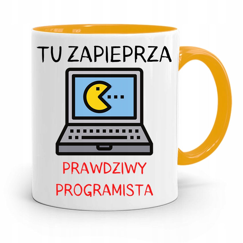 Kubek Żółty Informatyka Programisty Tu Zapieprza Z Nadrukiem Ze Zdjęciem