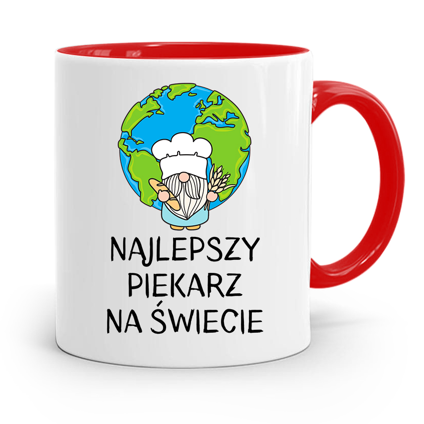 Kubek Czerwony Dla Piekarza Najlepszy Piekarz Z Nadrukiem Ze Zdjęciem