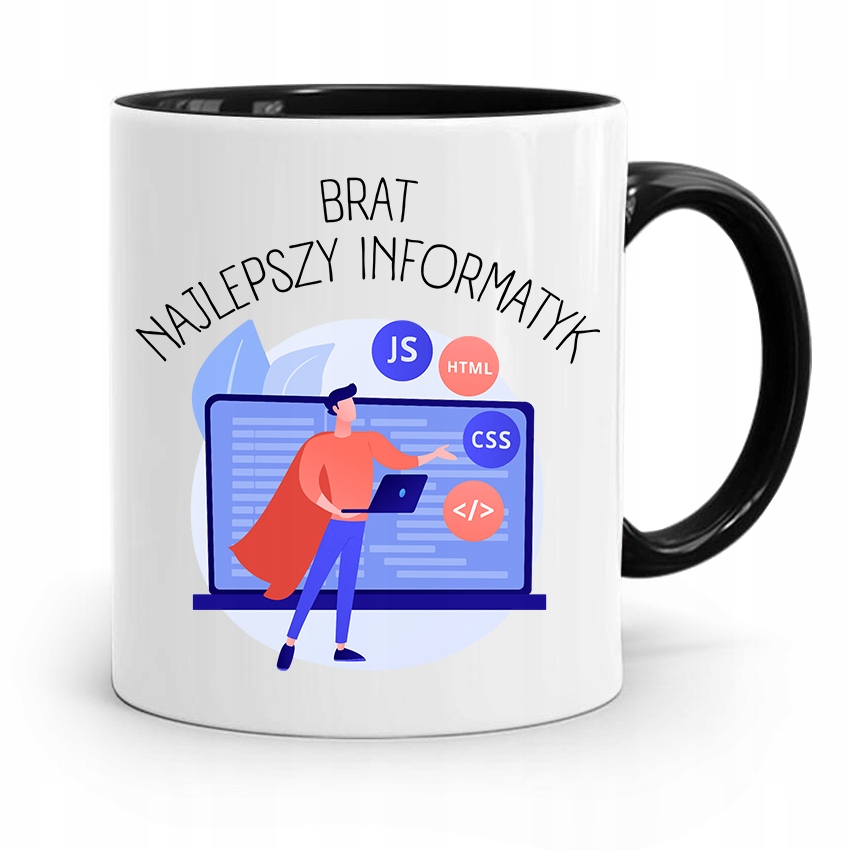 Kubek Czarny Dla Brata Najlepszy Informatyk Z Nadrukiem Ze Zdjęciem