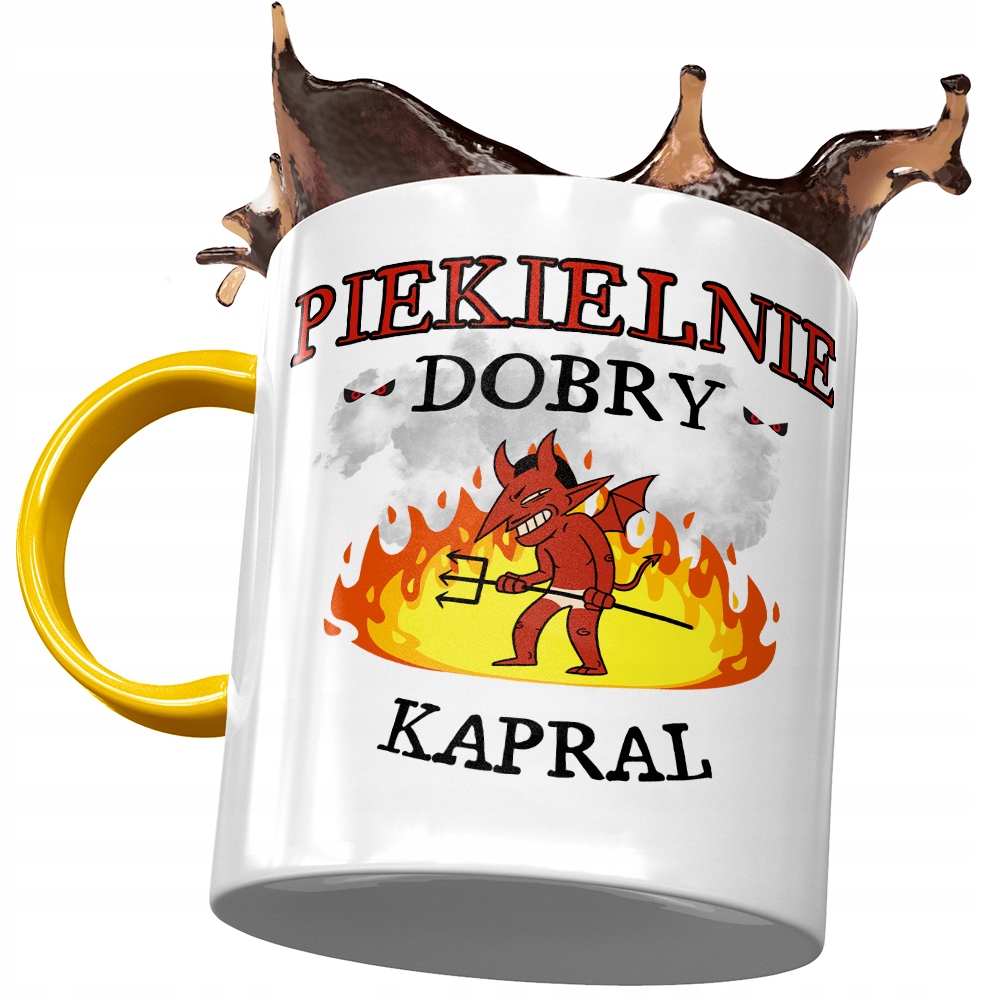 Kubek Żółty Dla Kaprala Piekielnie Dobry Kapral Z Nadrukiem Ze Zdjęciem