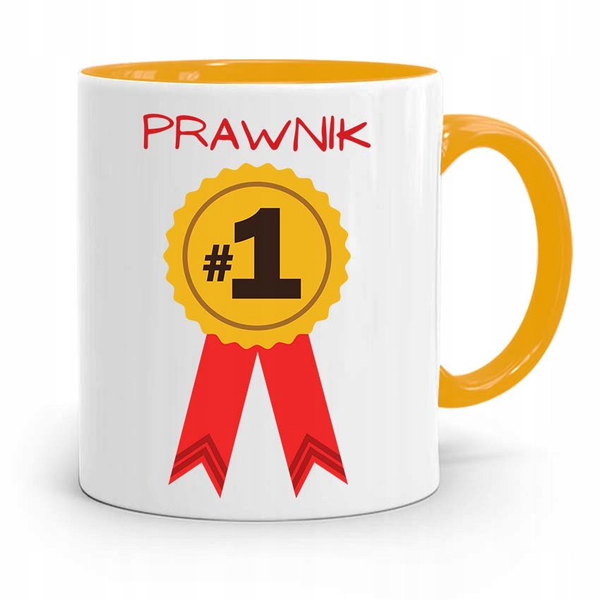 Kubek Żółty Prawnika Mecenasa Prawnik Numer Jeden Z Nadrukiem Ze Zdjęciem