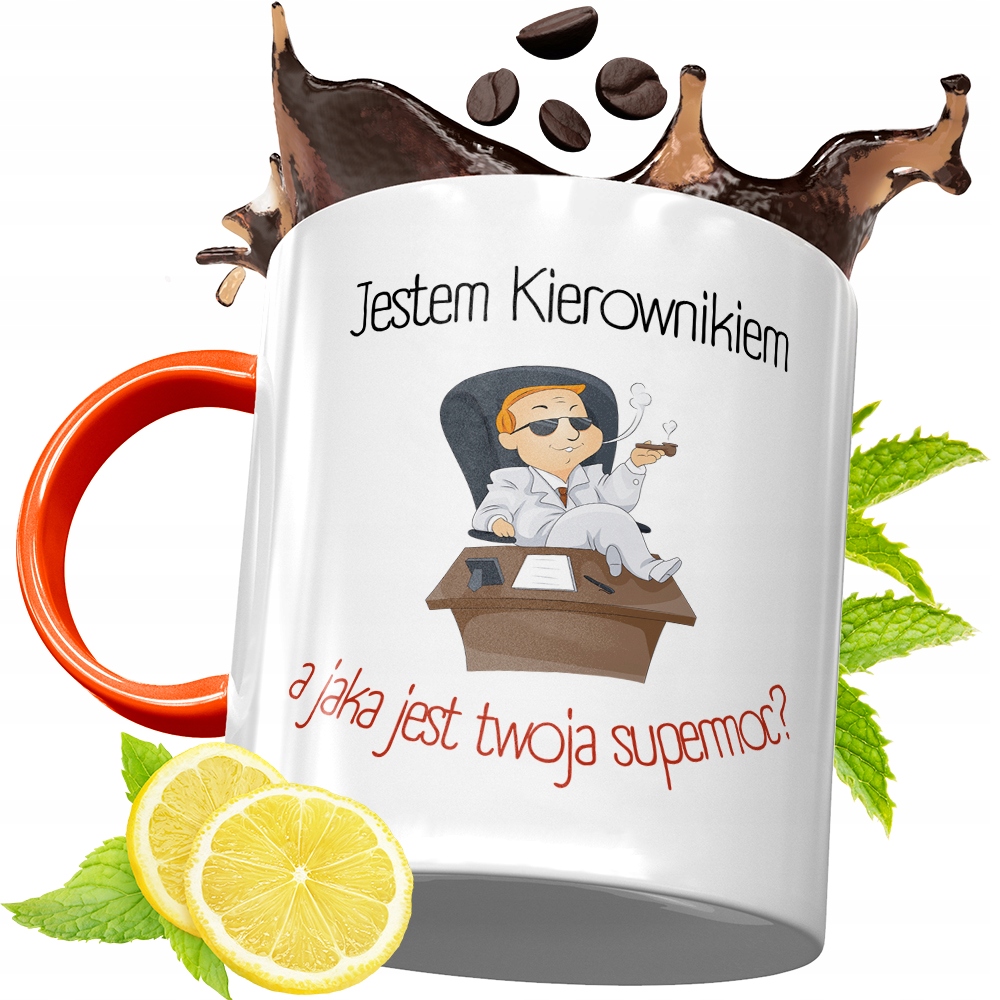 Kubek Pomarańczowy Dla Kierownika Prezent Z Nadrukiem Ze Zdjęciem