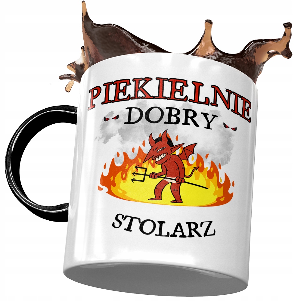 Kubek Czarny Dla Stolarza Piekielnie Dobry Stolarz Z Nadrukiem Ze Zdjęciem