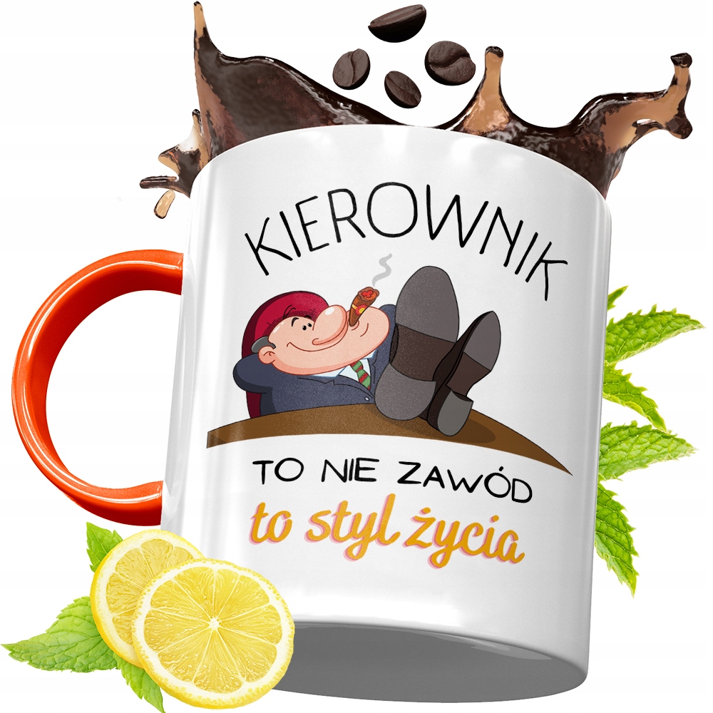 Kubek Pomarańczowy Dla Kierownika Prezent Z Nadrukiem Ze Zdjęciem