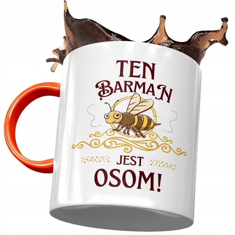 Kubek Pomarańczowy Dla Barmana Barman Jest Osom Z Nadrukiem Ze Zdjęciem