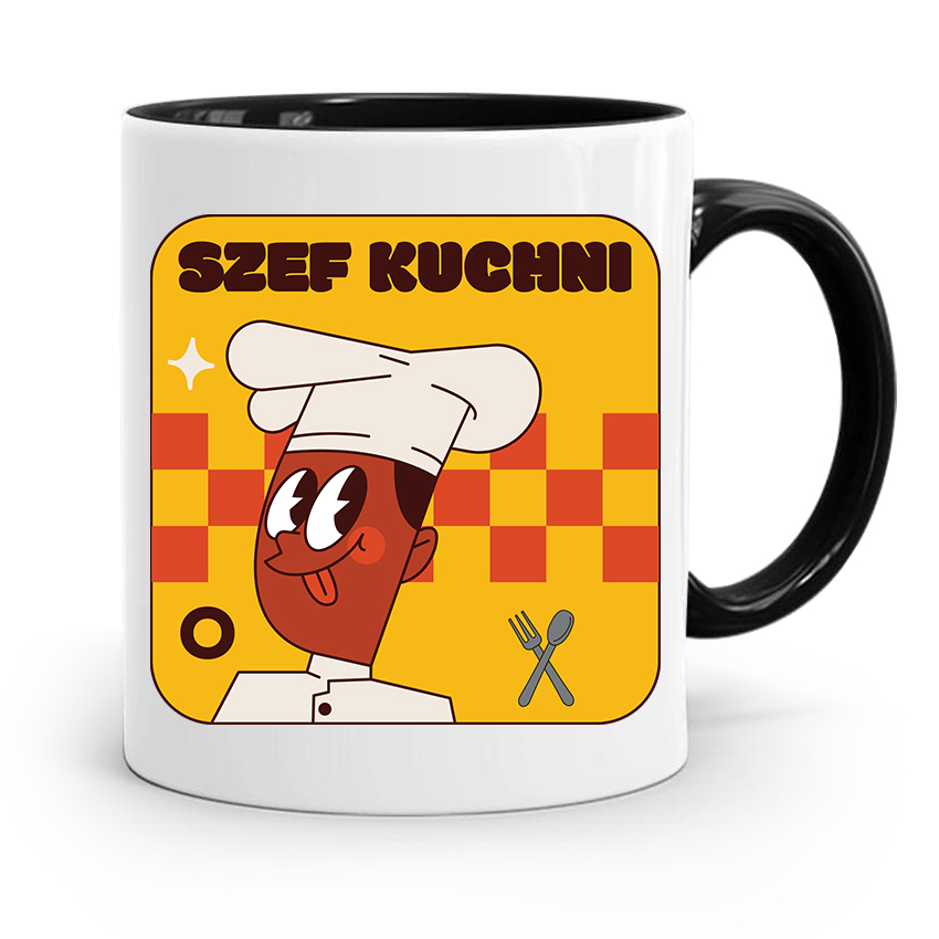 Kubek Czarny Dla Kucharza Kucharki Szef Kuchni Z Nadrukiem Ze Zdjęciem