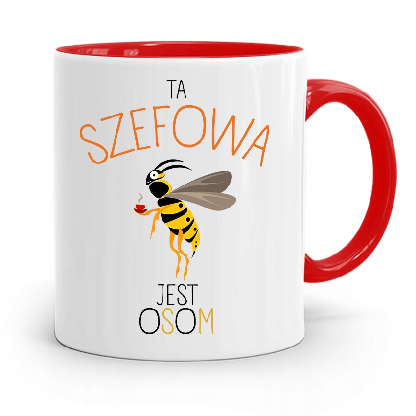 Kubek Czerwony Dla Szefowej Ta Szefowa Jest Osom Z Nadrukiem Ze Zdjęciem