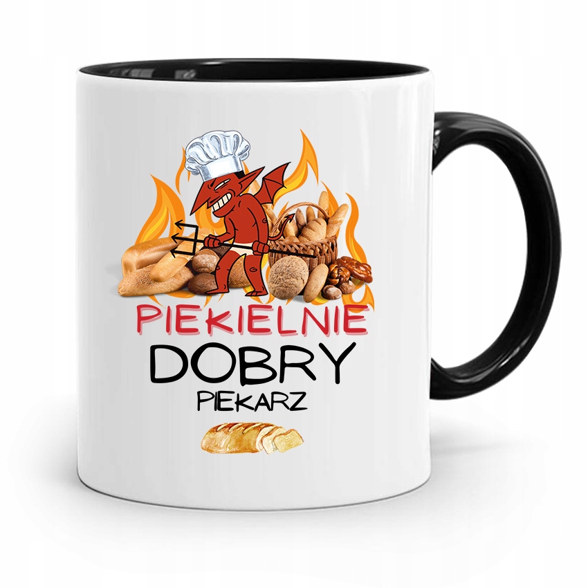Kubek Czarny Dla Piekielnie Dobrego Piekarza Z Nadrukiem Ze Zdjęciem