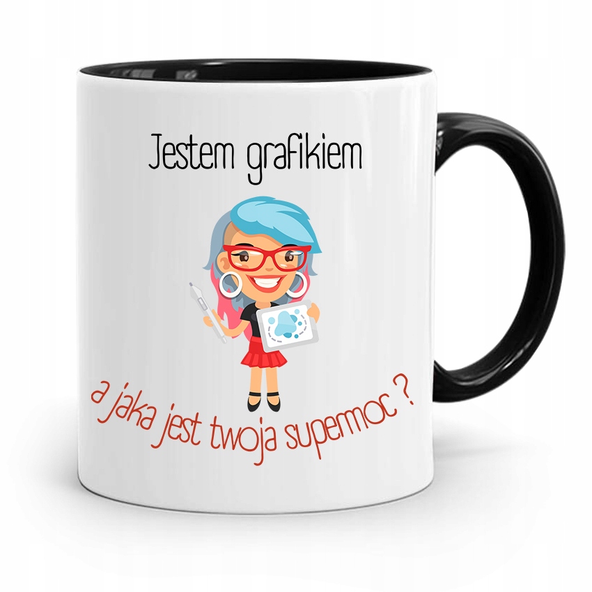 Kubek Czarny Prezent Dla Grafika Jestem Grafikiem Z Nadrukiem Ze Zdjęciem