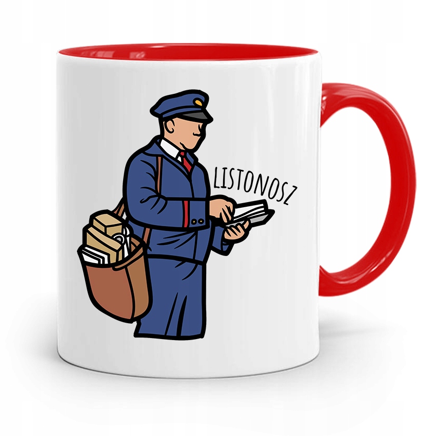 Kubek Czerwony Prezent Dla Listonosza Najlepszy Z Nadrukiem Ze Zdjęciem