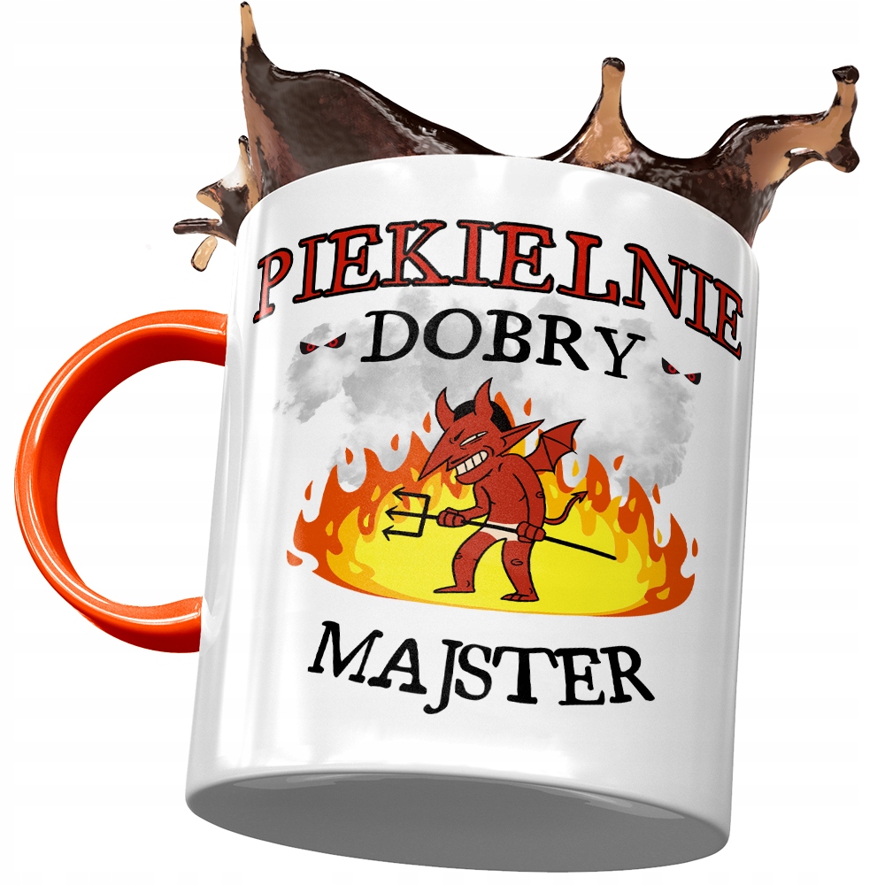 Kubek Pomarańczowy Dla Majstra Piekielnie Dobry Z Nadrukiem Ze Zdjęciem
