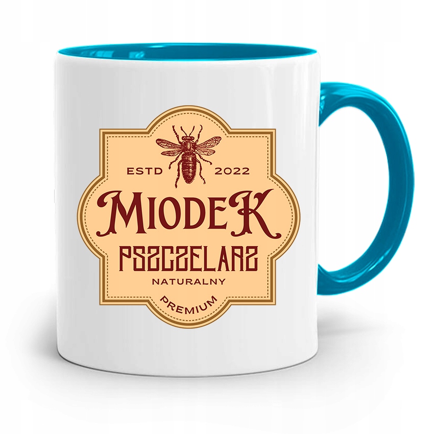 Kubek Błękitny Dla Pszczelarza Miodek Prezent Z Nadrukiem Ze Zdjęciem