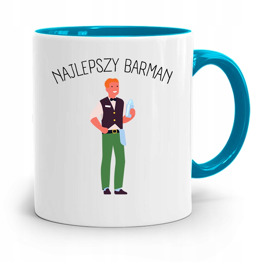 Kubek Błękitny Dla Barmana Najlepszy Barman Z Nadrukiem Ze Zdjęciem