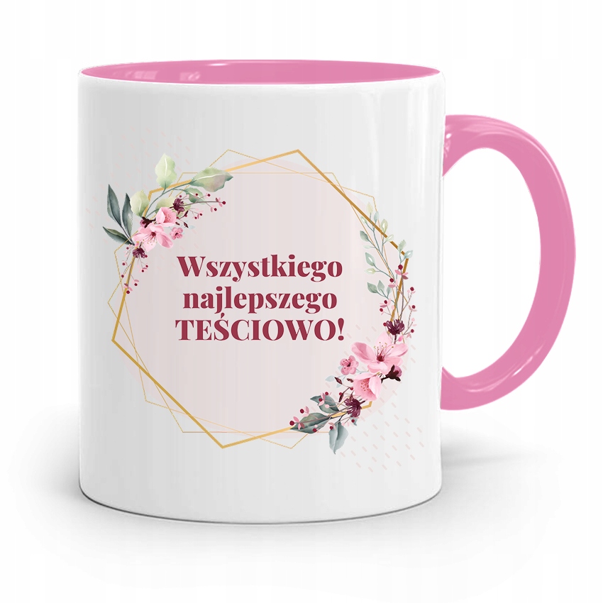 Kubek Różowy Dla Teściowej Wszystkiego Najlepszego Z Nadrukiem Ze Zdjęciem