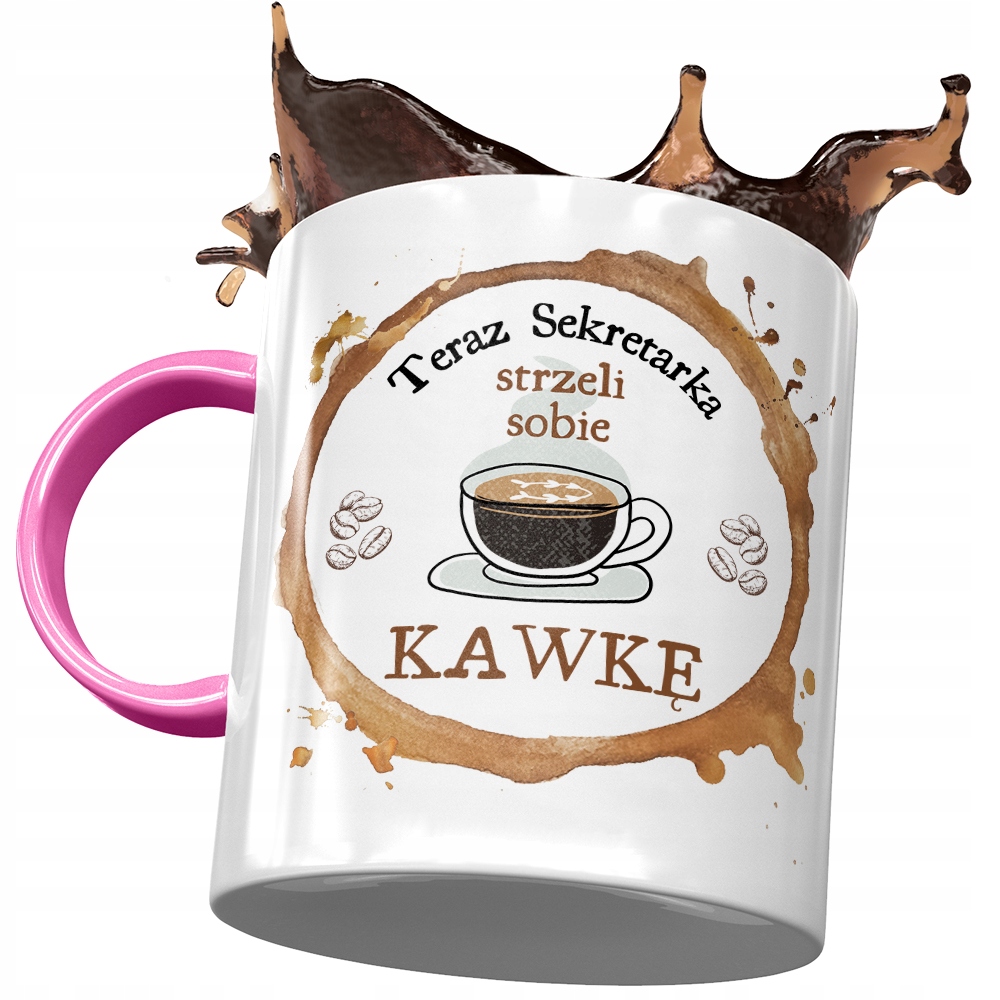 Kubek Różowy Dla Sekretarki Strzeli Sobie Kawkę Z Nadrukiem Ze Zdjęciem