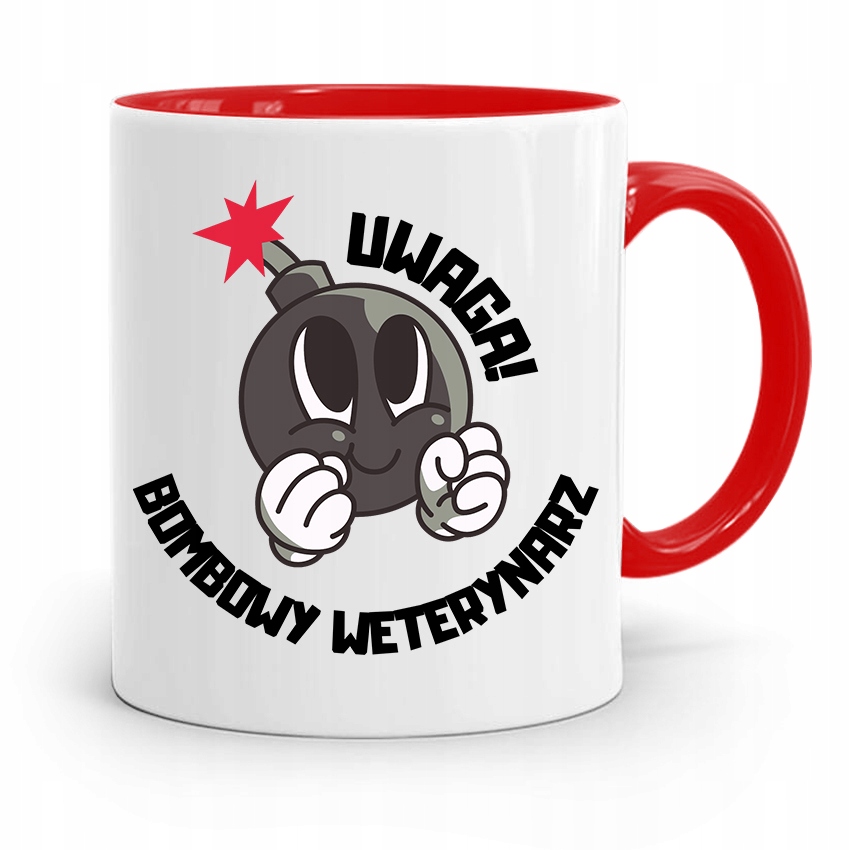 Kubek Czerwony Weterynarza Bombowy Weterynarz Z Nadrukiem Ze Zdjęciem