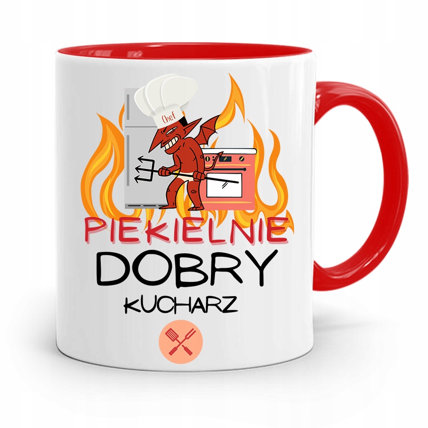Kubek Czerwony Dla Piekielnie Dobrego Kucharza Z Nadrukiem Ze Zdjęciem
