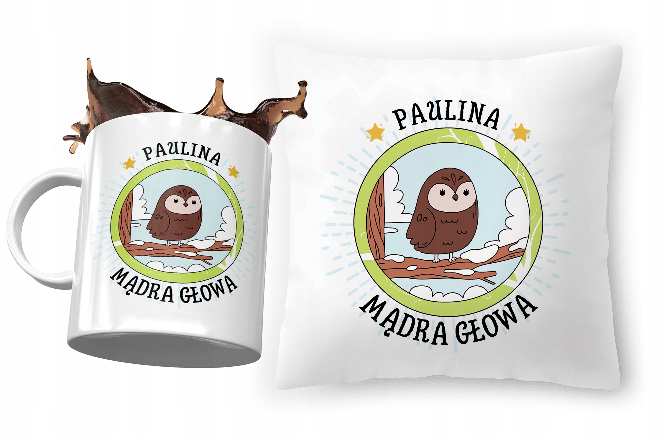 Zestaw Dla Pauliny Poduszka + Kubek Dla Dziecka Z Nadrukiem Ze Zdjęciem