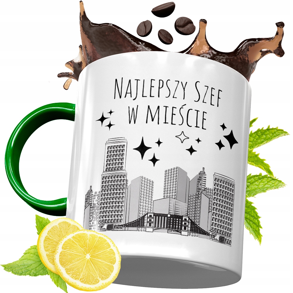 Kubek Zielony Dla Szefa Szefowej Prezent Urodziny Z Nadrukiem Ze Zdjęciem