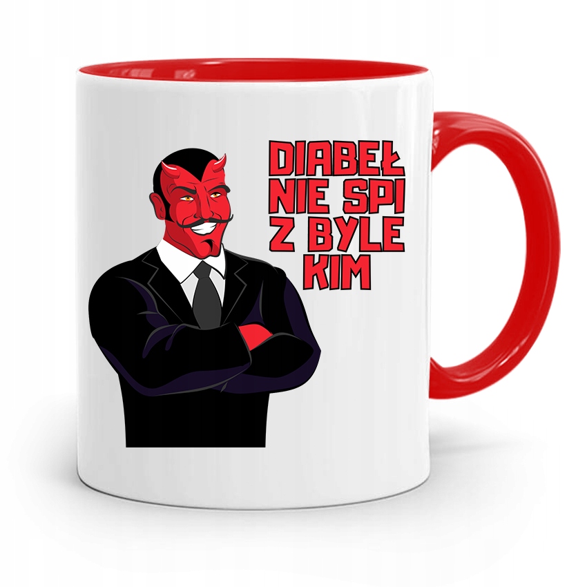 Kubek Czerwony Dla Dziewczyny Diabeł Nie Śpi Z Nadrukiem Ze Zdjęciem