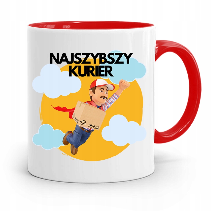 Kubek Czerwony Dla Kuriera Najszybszy Kurier Z Nadrukiem Ze Zdjęciem