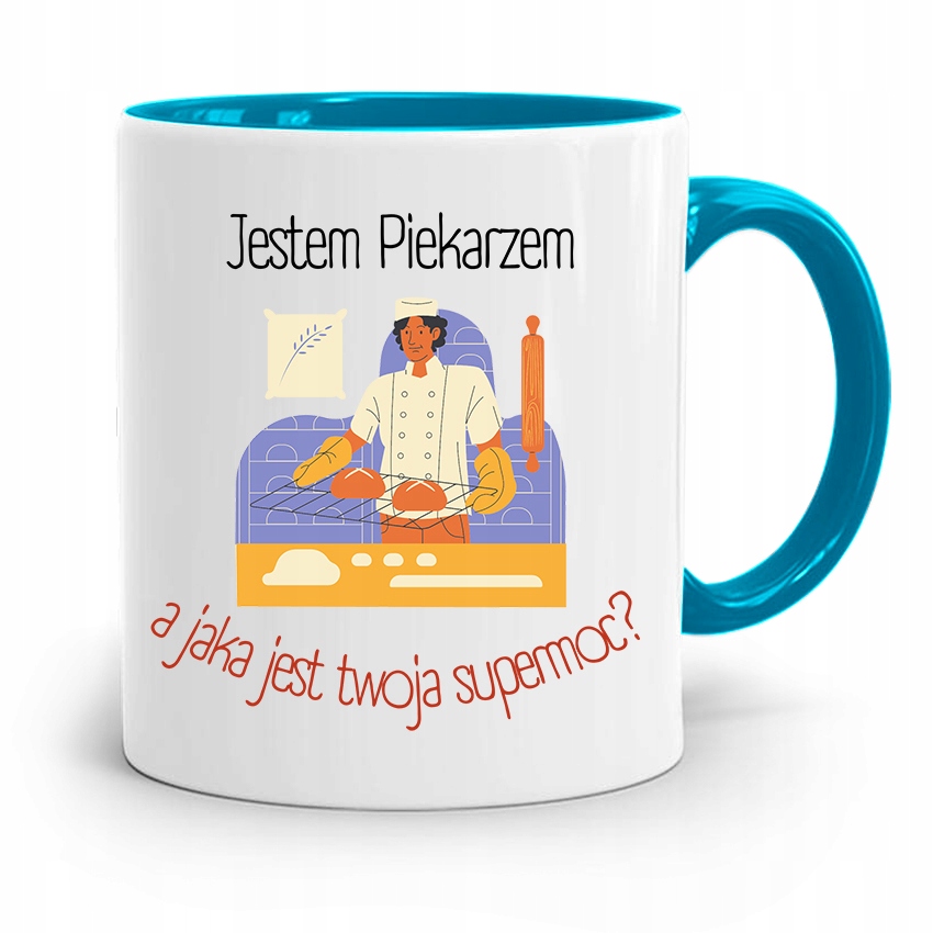 Kubek Błękitny Dla Piekarza Jestem Piekarzem Z Nadrukiem Ze Zdjęciem