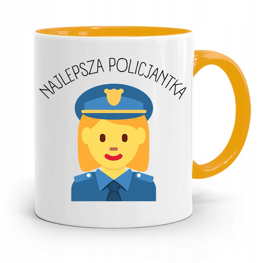 Kubek Żólty Dla Najlepszego Policjanta Policjantki Z Nadrukiem Ze Zdjęciem