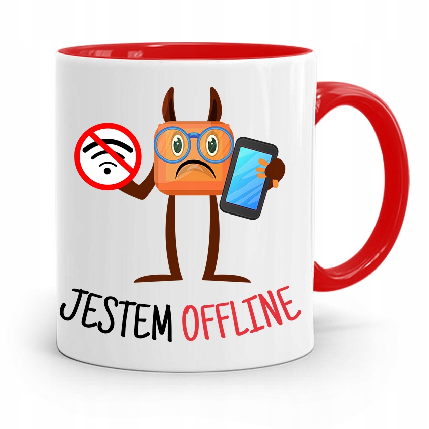 Kubek Czerwony Informatyka Programisty Offline Z Nadrukiem Ze Zdjęciem