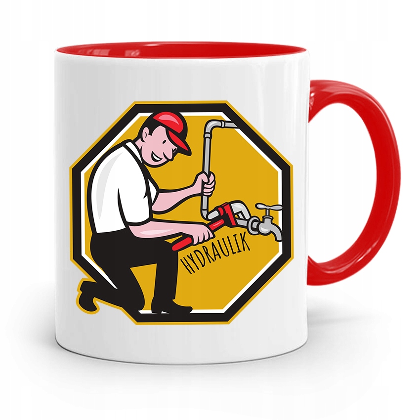 Kubek Czerwony Prezent Dla Hydraulika Najlepszy Z Nadrukiem Ze Zdjęciem