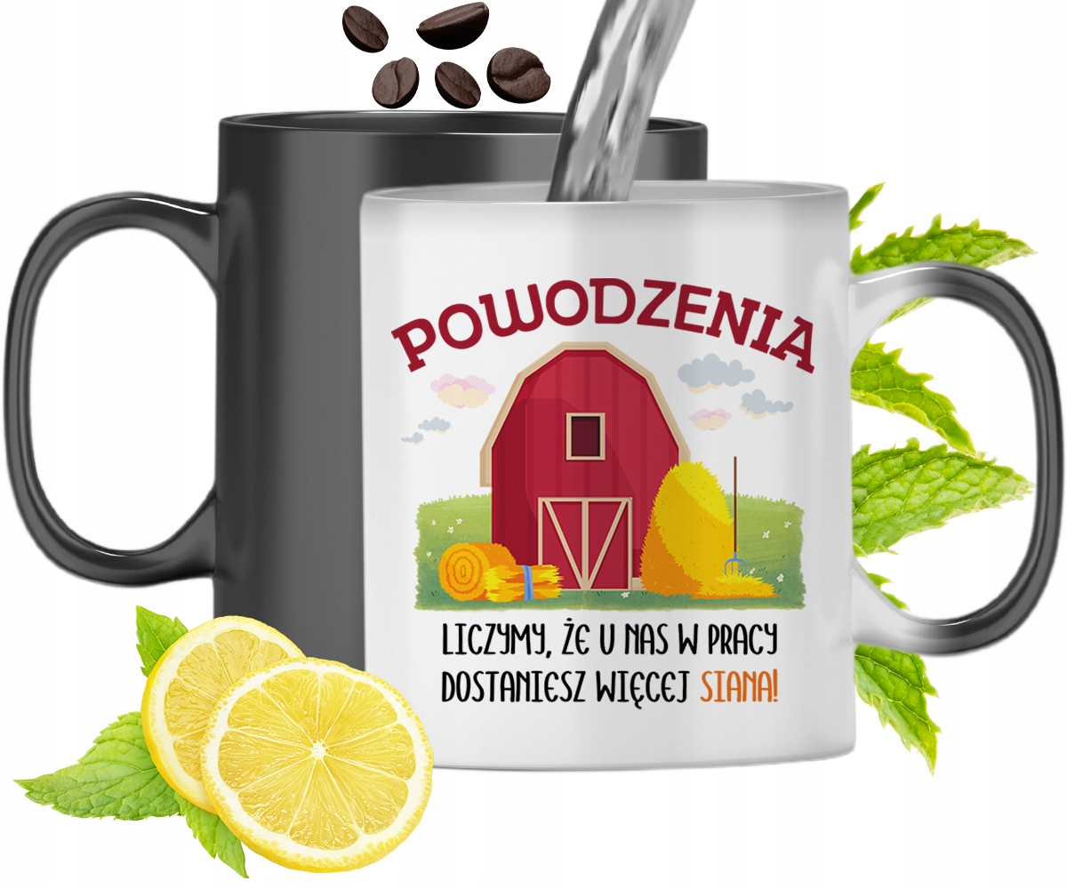 Kubek Magiczny Powitanie W Pracy Zmieniający Kolor Z Nadrukiem Ze Zdjęciem