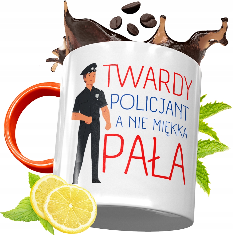 Kubek Pomarańczowy Dla Policjanta Idealny Prezent Z Nadrukiem Ze Zdjęciem