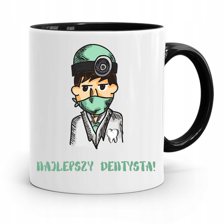 Kubek Czarny Prezent Dentysty Najlepszy Dentysta Z Nadrukiem Ze Zdjęciem