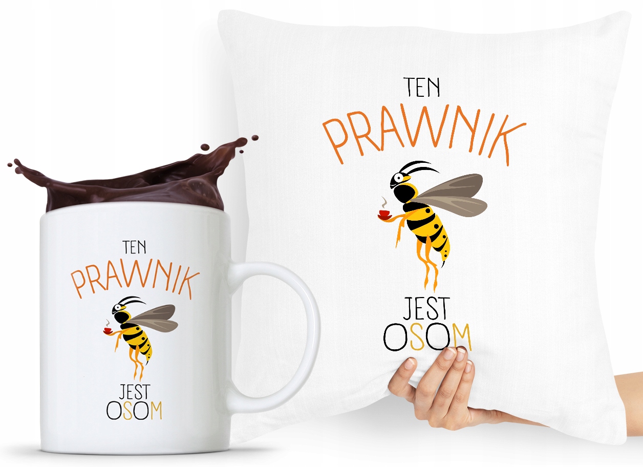 Zestaw Poduszka + Kubek Prezent Dla Prawnika Z Nadrukiem Ze Zdjęciem